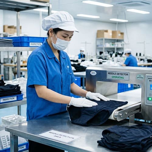 Final needle detection for finished apparel products