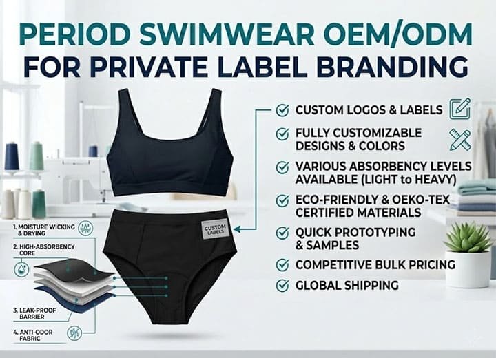 Period swimwear bottoms blank style for private label branding