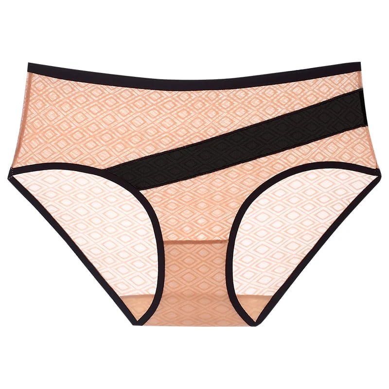 Rhombic Plaid Mesh Contrasting Color Briefs apricot colour view.jpg