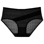 Rhombic Plaid Mesh Contrasting Color Briefs black colour view