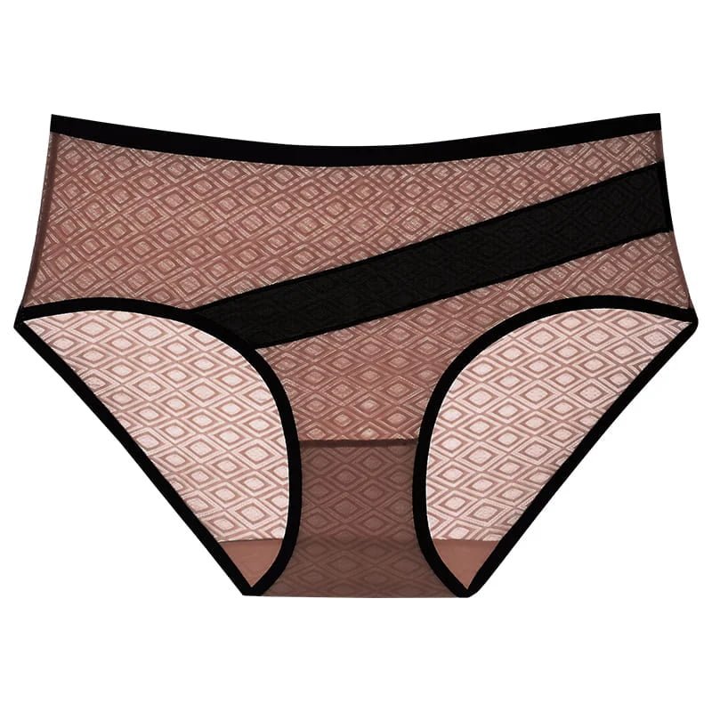 Rhombic Plaid Mesh Contrasting Color Briefs brown colour view.jpg