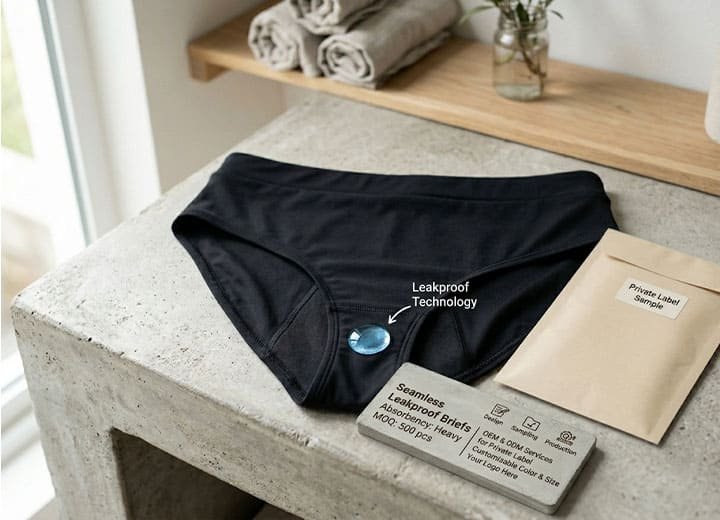 Seamless leakproof briefs blank style for private label branding