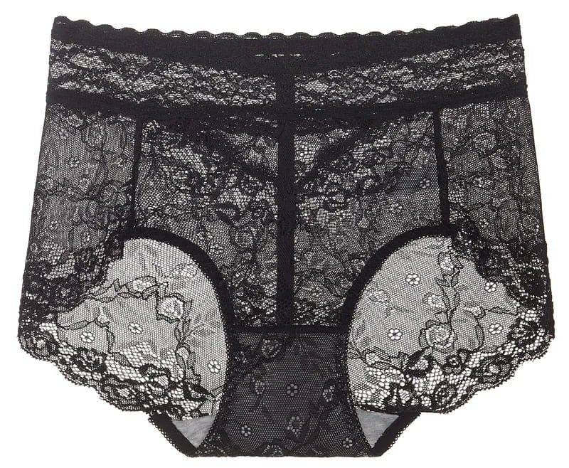 Sexy Sheer Lace Protective Period Panties black color view