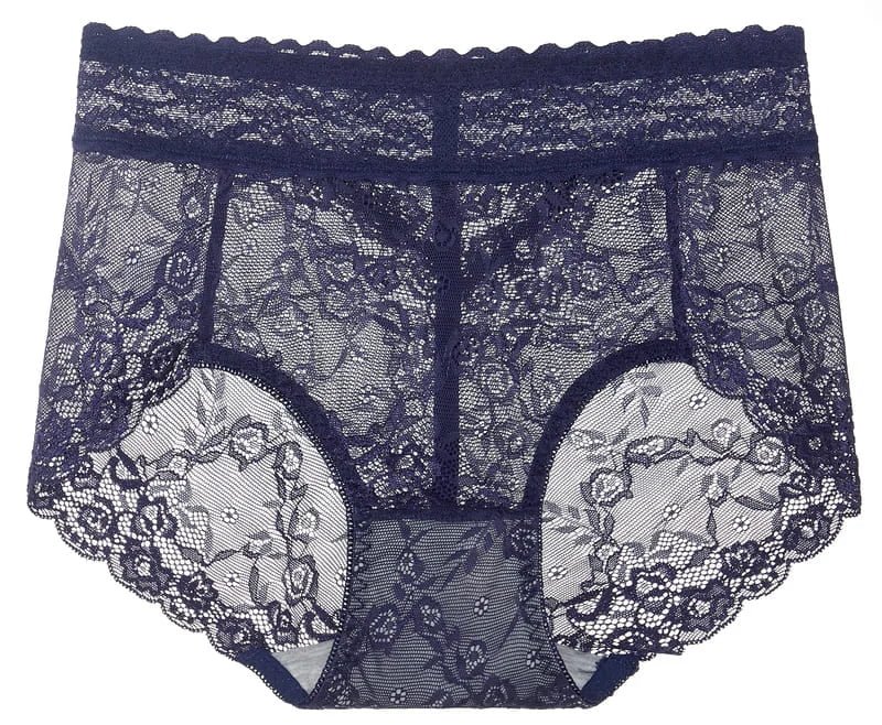 Sexy Sheer Lace Protective Period Panties blue color view